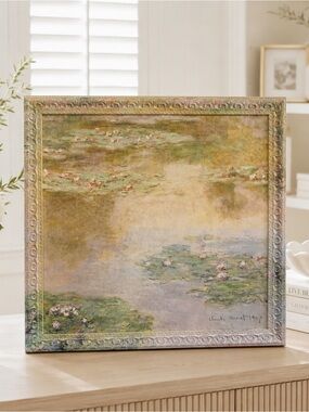 18x18” Water lilies by Claude Monet frame that blends w/ painting. lavander tone